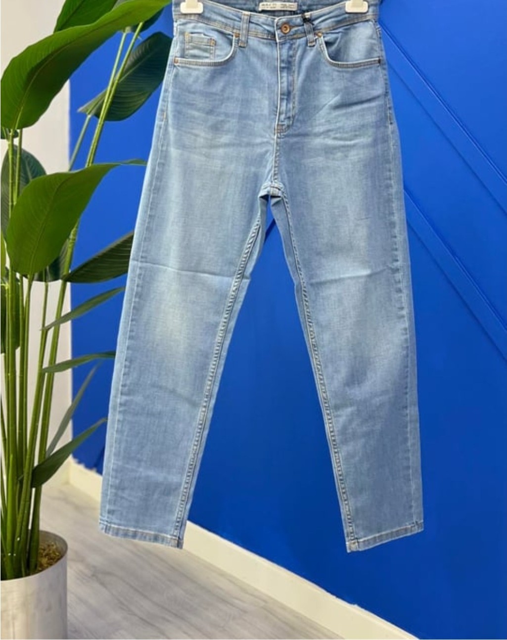 Double TT Kadın Yüksel Bel Büyük Beden Açık Mavi Jeans Pantolon