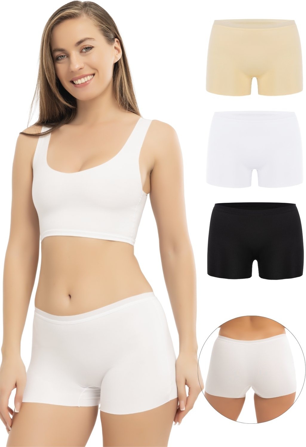 Arma Yıldız Basic Lazer Kesim Dikişsiz Kadın Boxer Külot 3'lü Paket görsel 7