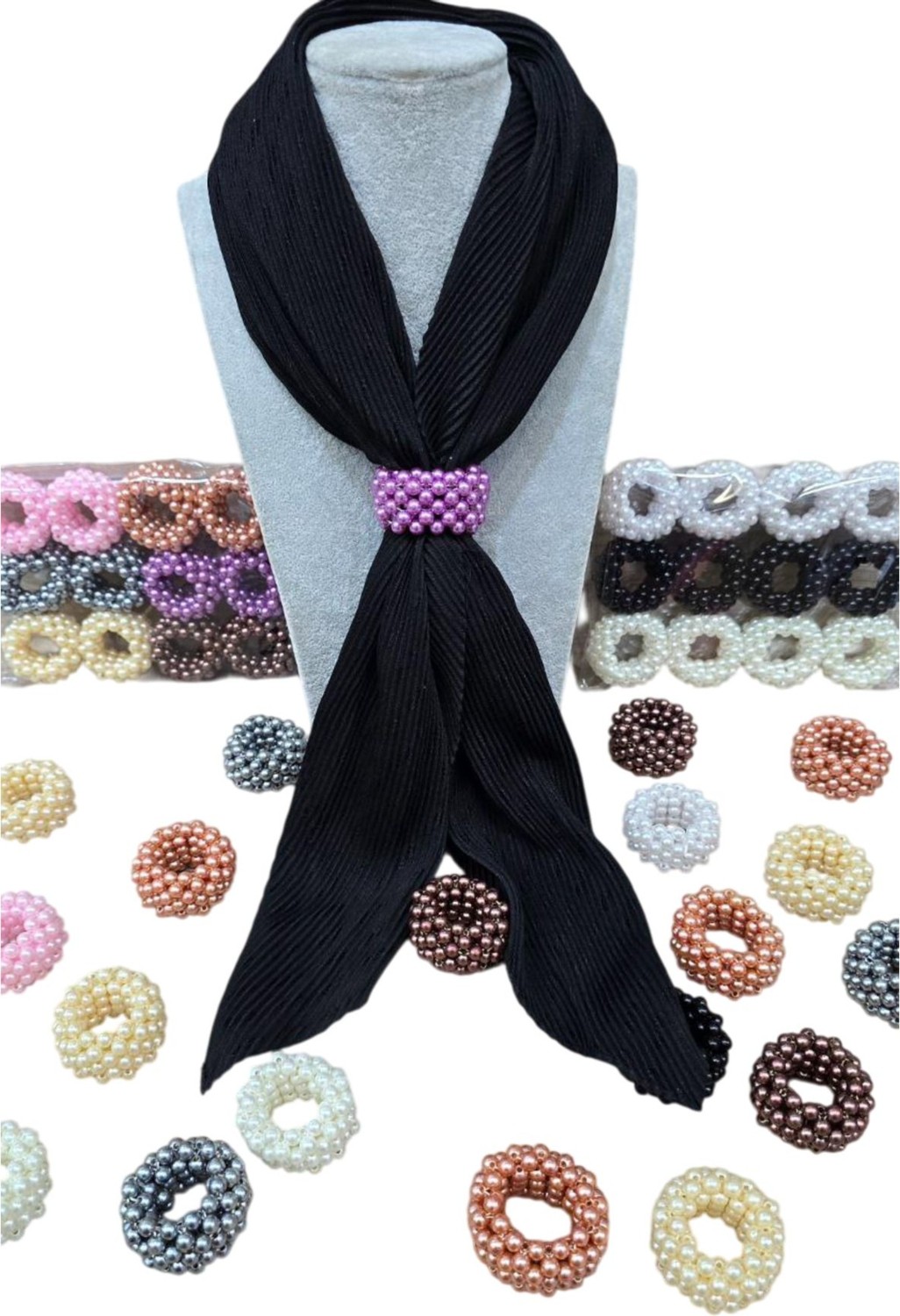 Melodi Scarf Kadın Tesettür Eşarp Yüzüğü Mor görsel 8