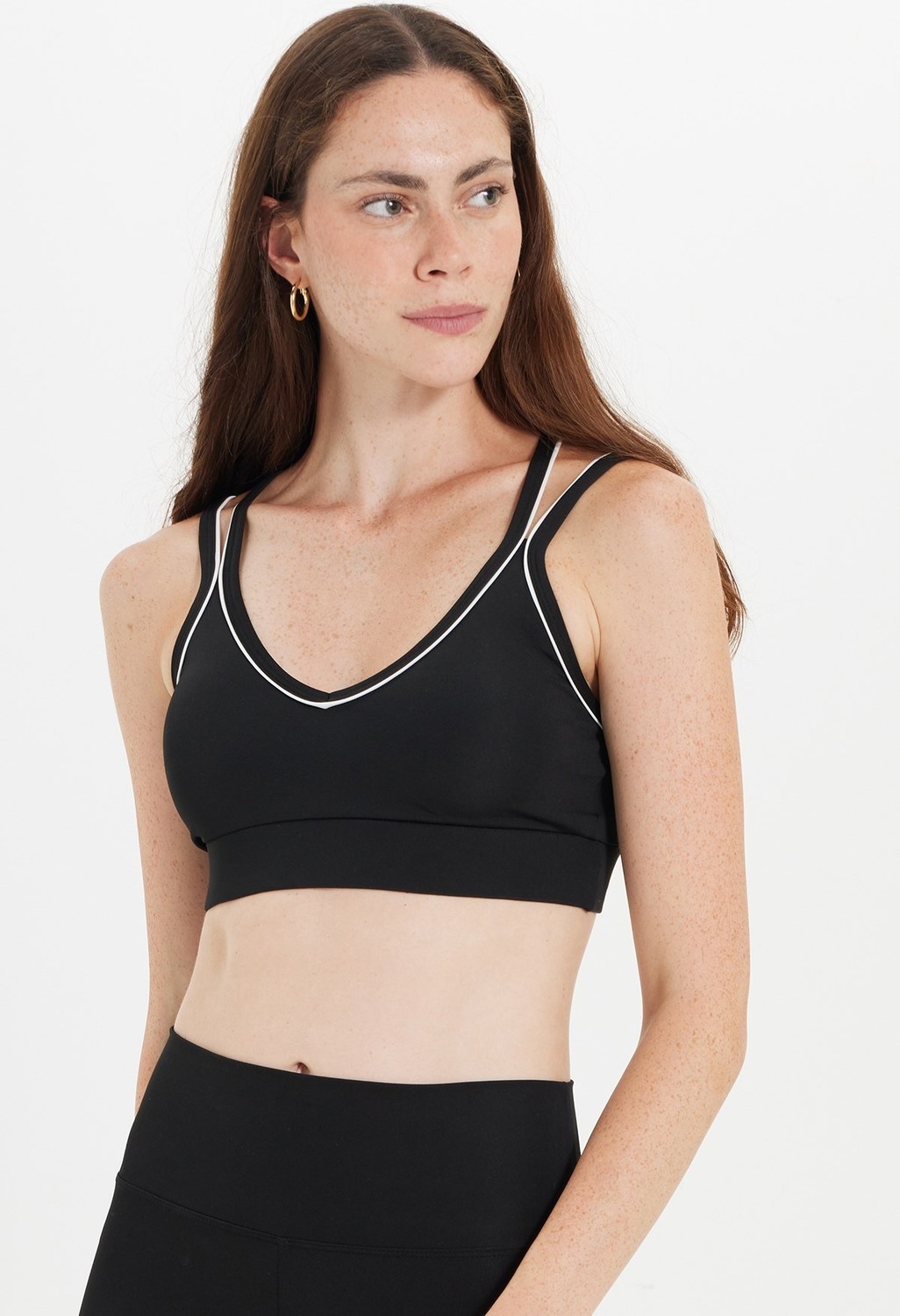 Tudors Kadın Slim Fit Dar Kesim Çapraz Bağlamalı Askılı V Yaka Siyah Crop görsel 3