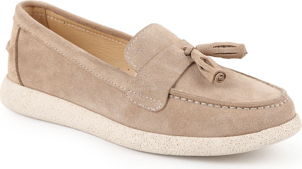 Libero L076.5604-1 Hakiki Süet Deri Püsküllü Esnek Düz Eva Taban Kadın Comfort Loafer Babet