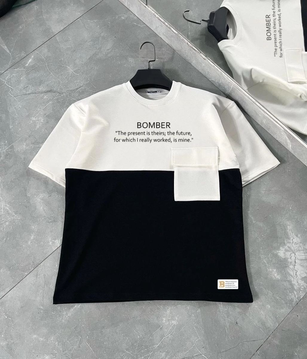 Fantastik Store Erkek Tişört Torba Cepli Parçalı Kısa Kol T-Shirt - Iyah