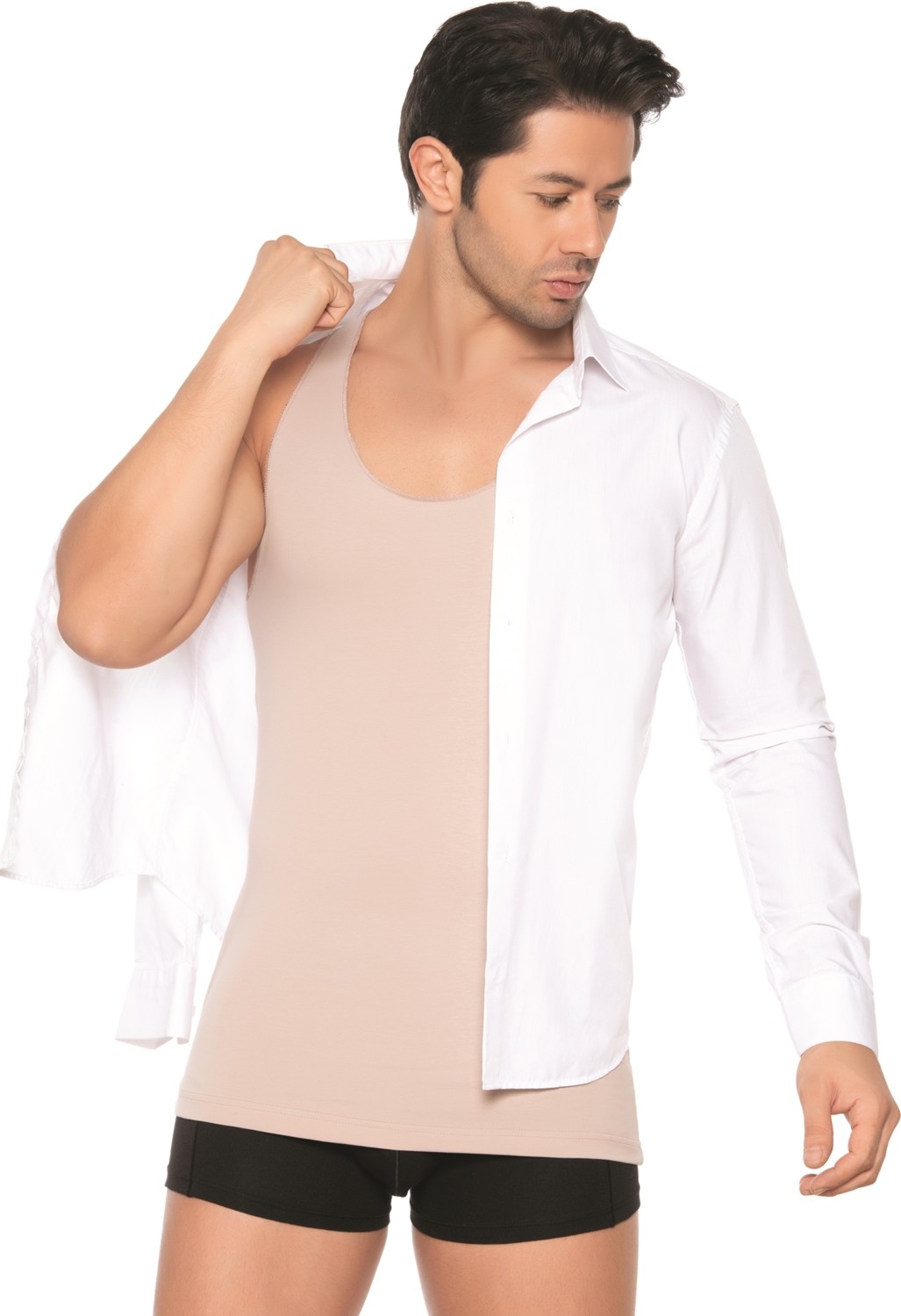 Katmirra Erkek Atlet Geniş Yaka Ten Rengi 2XL Kalın Askılı Pamuk - Elastan Materyal ile Rahat Kullanım