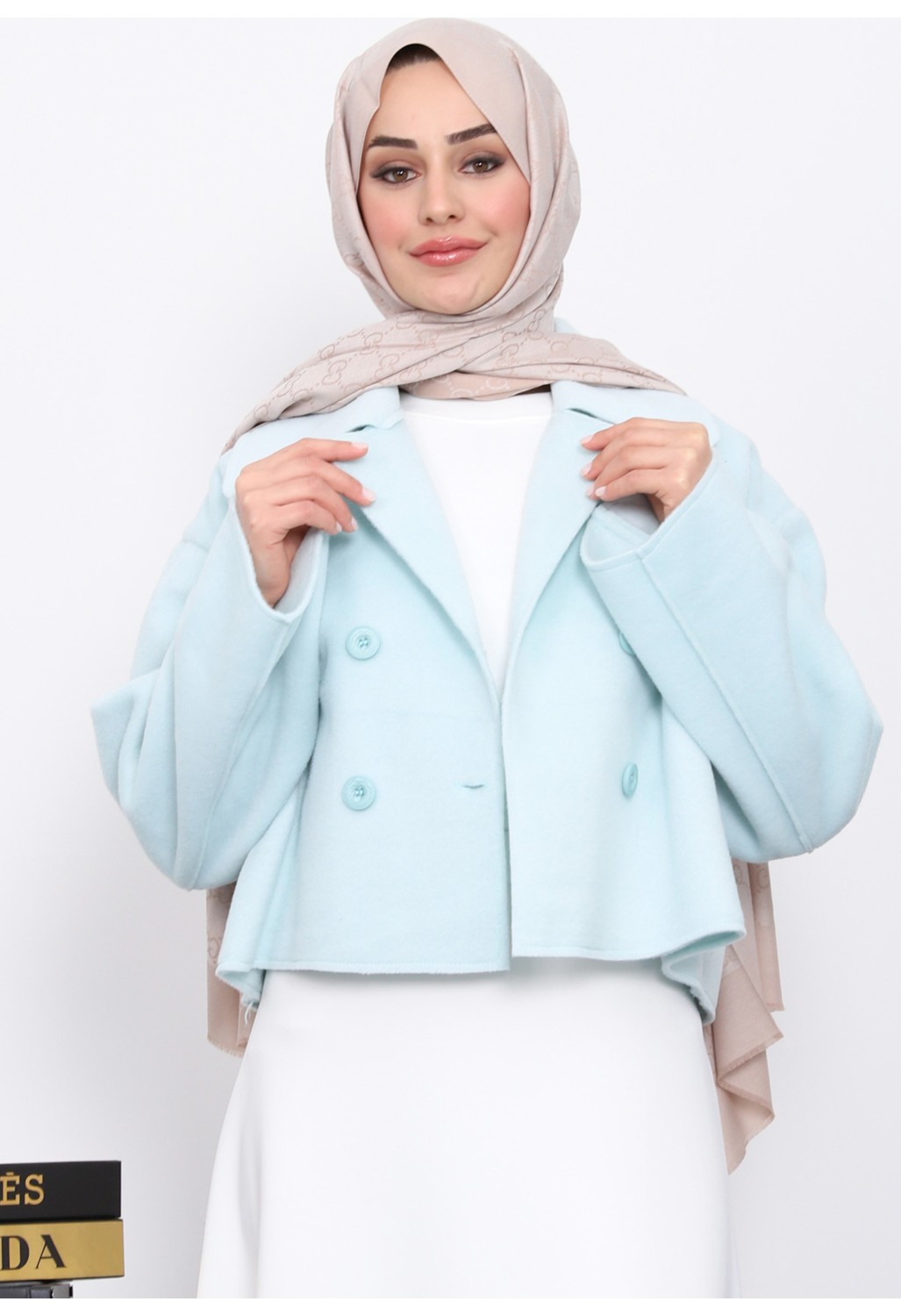 İmaj Butik Sarı Kısa Düğmeli Kaşe Ceket görsel 7