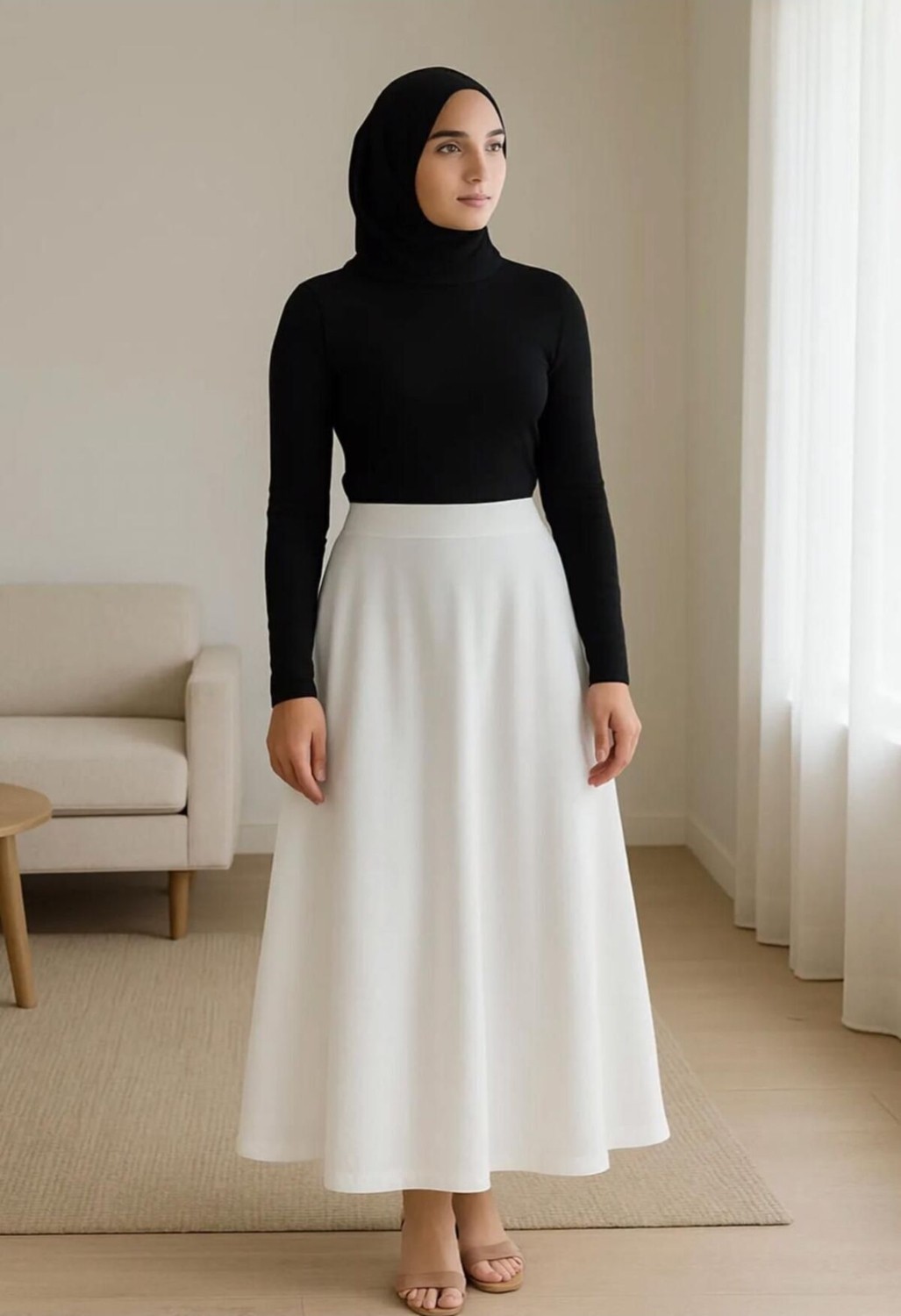 Lesa Wear Dökümlü Puf Kloş Tesettür Etek görsel 4