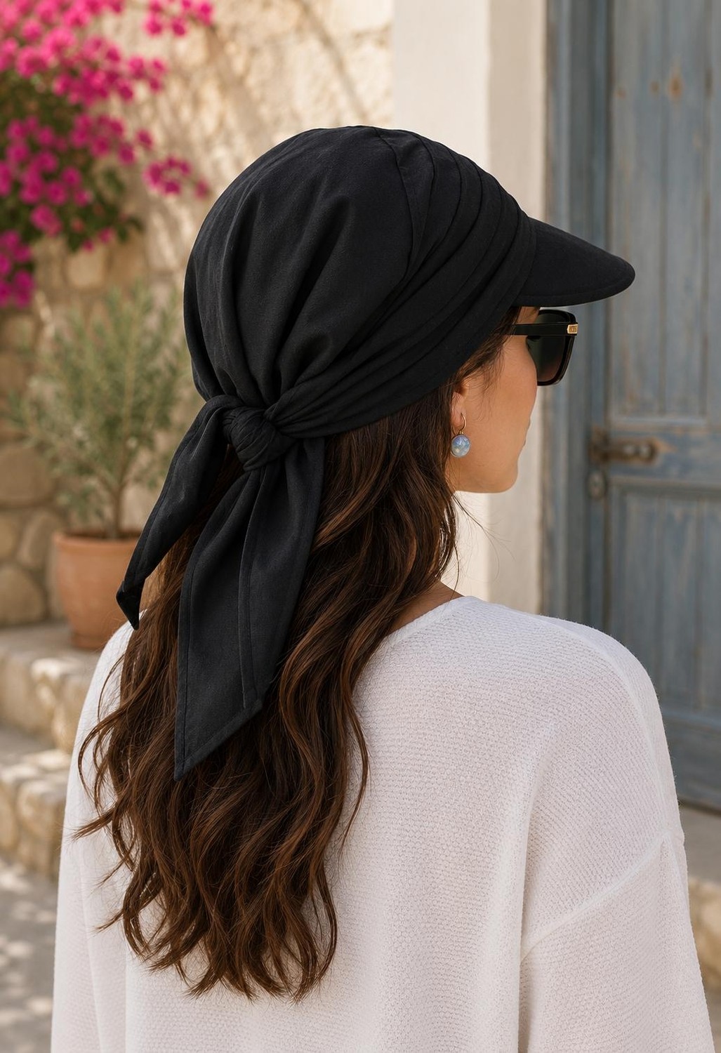 Wearflawless Kadın Safari Bağlamalı Siperli Bandana Şapka, Yazlık Güneşlik Şapka Plaj Deniz Vizör Şapka görsel 8