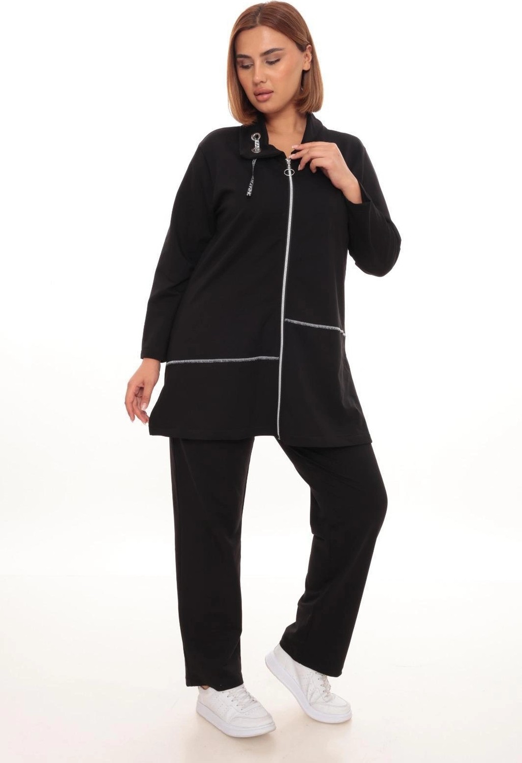 Lady Majestic Büyük Beden Hırka Sweatshirt & Pantolon Ikili Takım Kadın