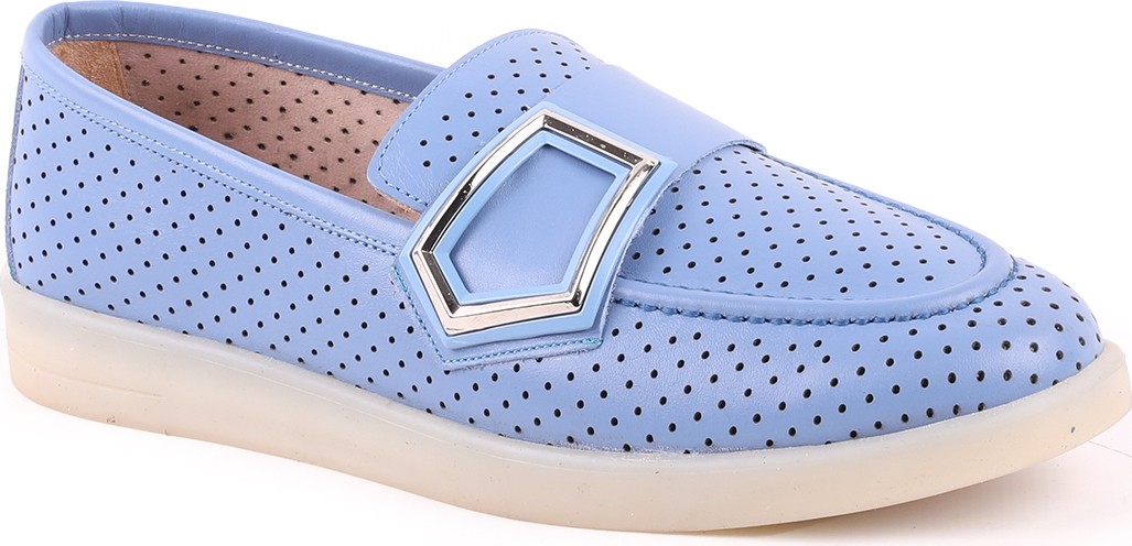 Libero L039.8713 Hakiki Deri Delikli Nefes Alabilir Geometrik Metal Toka Detaylı Kadın Comfort Casual Loafer Ayakkabı