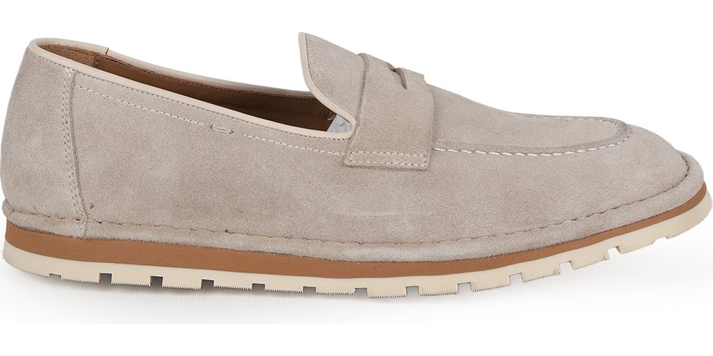 Libero L6015 Gri Hakiki Süet Klasik Bantlı Tırtıklı Termo Taban Erkek Casual Loafer görsel 2