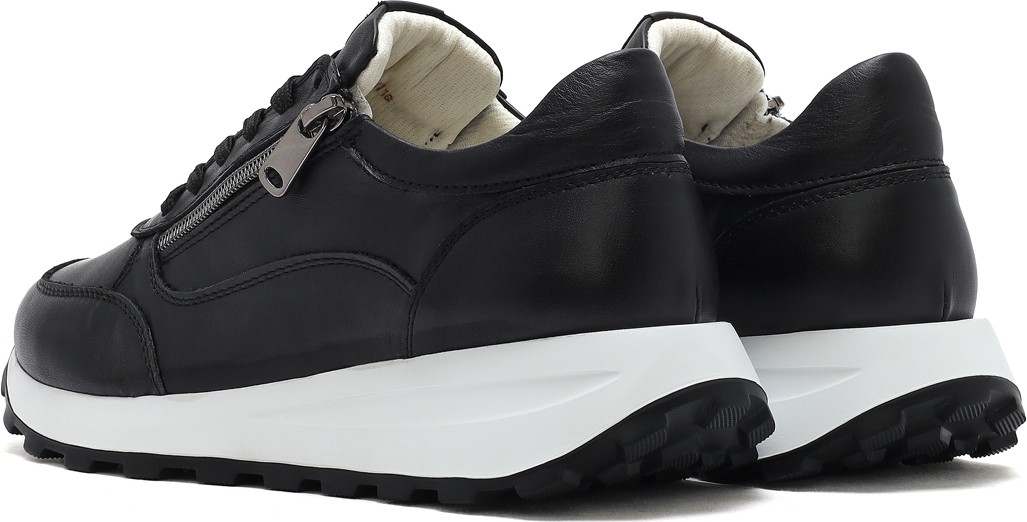 Derimod Kadın Siyah Bağcıklı Yandan Fermuarlı Deri Sneaker 26PFD370218 görsel 6