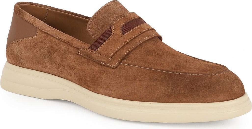 Libero L6020 Taba Hakiki Süet Ultra Hafif Eva Taban Erkek Penny Loafer Casual Ayakkabı