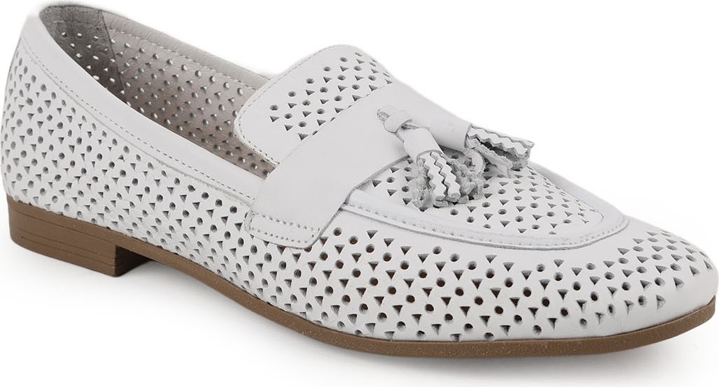 Libero L081.25204 Hakiki Deri Lazer Delikli Püsküllü Esnek Ince Taban Kadın Comfort Loafer Babet