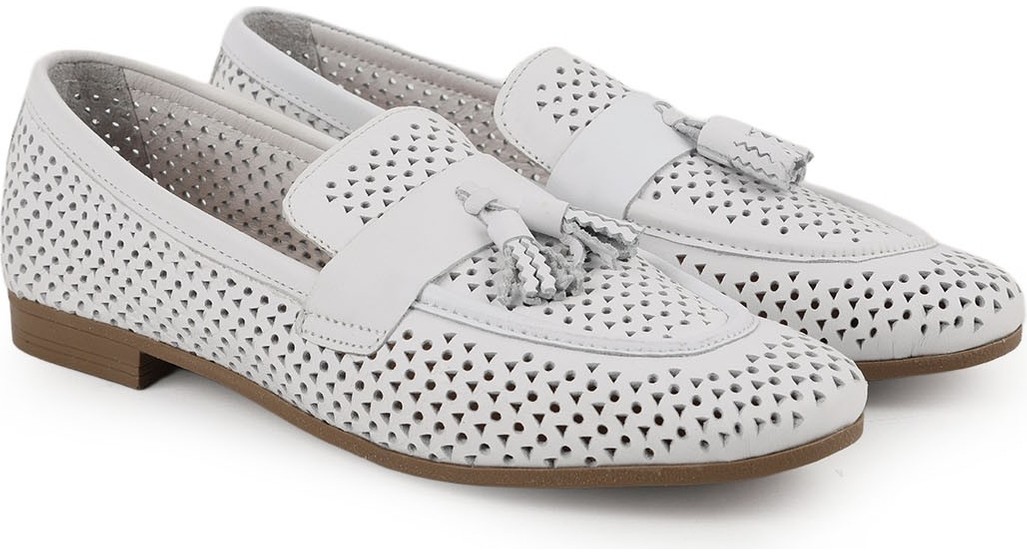 Libero L081.25204 Hakiki Deri Lazer Delikli Püsküllü Esnek Ince Taban Kadın Comfort Loafer Babet görsel 3