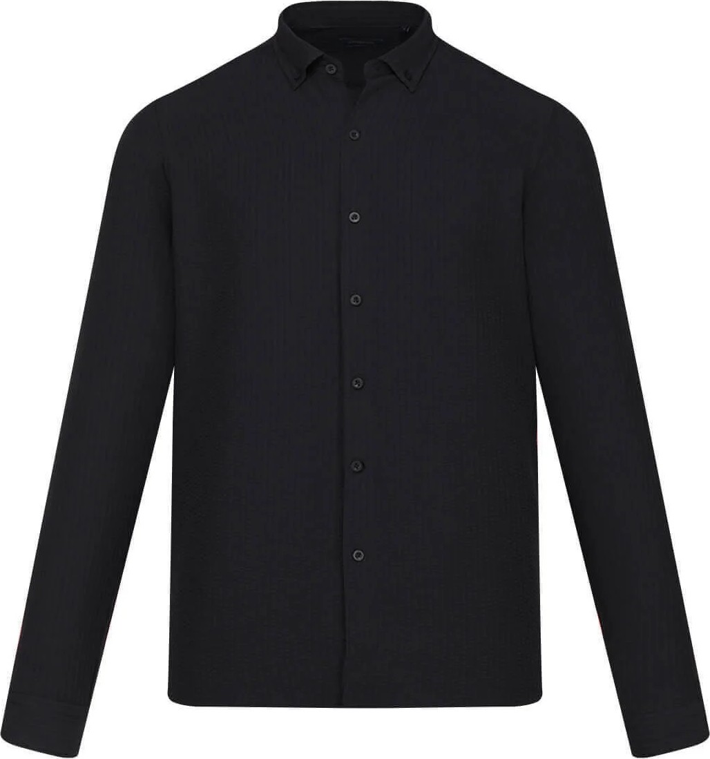 Hatemoğlu Siyah Comfort Fit Düğmeli Yaka Uzun Kollu Casual Gömlek görsel 4