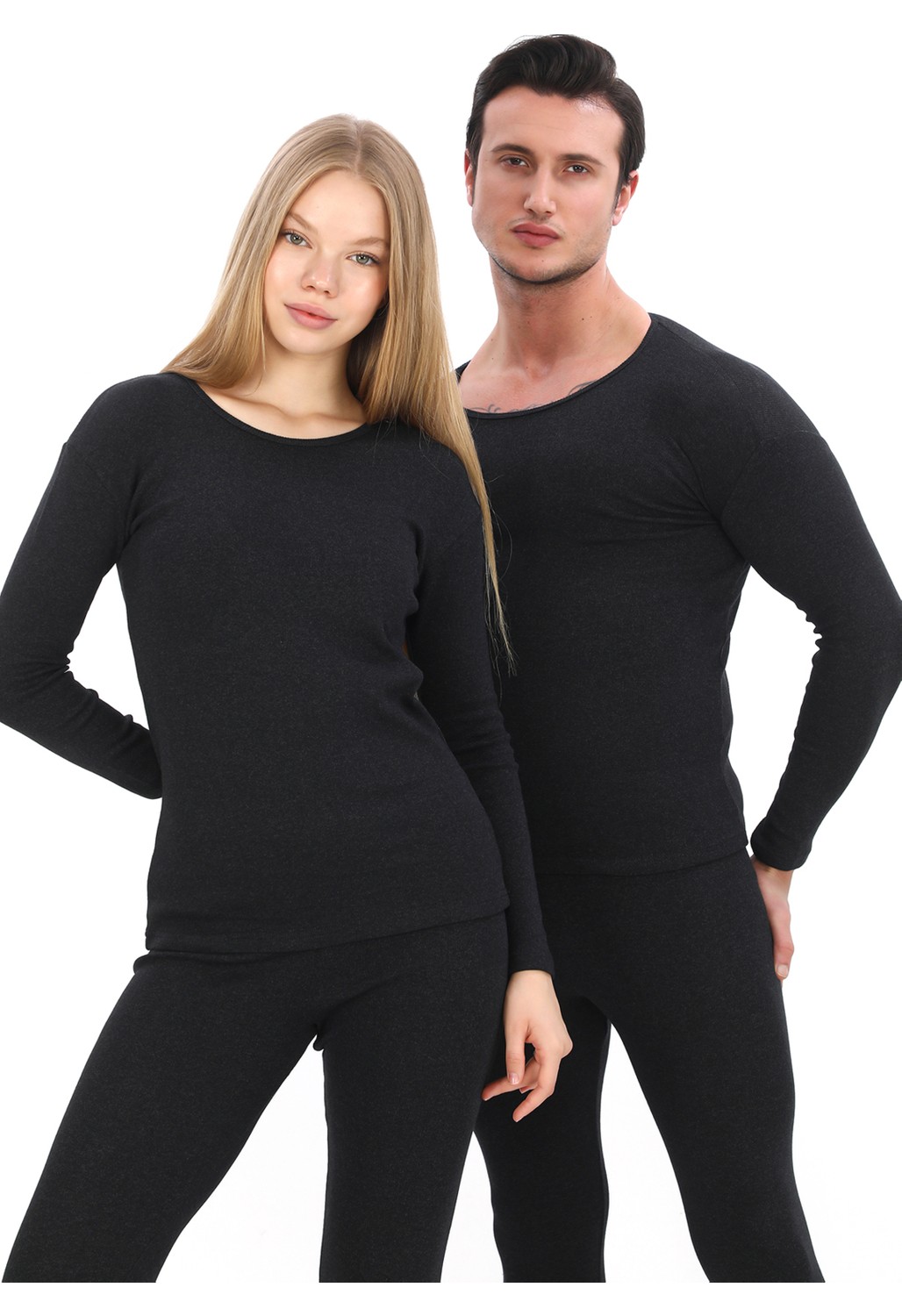 Sauna Suit Unisex Siyah Termal İçlik Takım , Kışlık Sıcak Tutan Alt Üst Termal Takım görsel 6