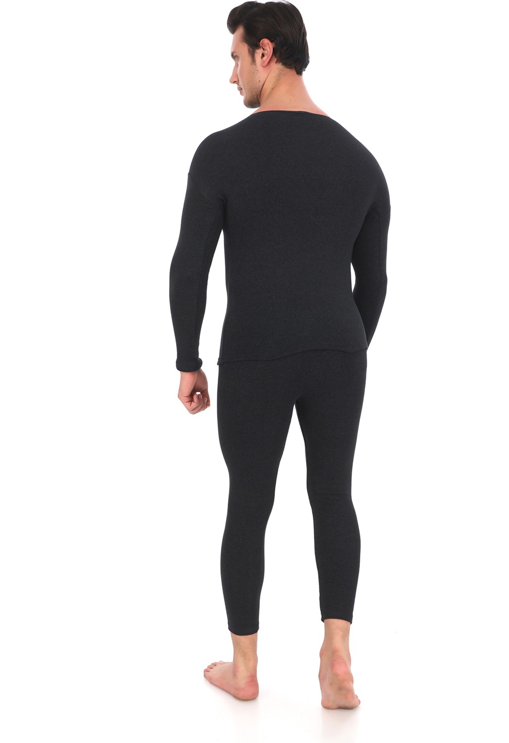 Sauna Suit Unisex Siyah Termal İçlik Takım , Kışlık Sıcak Tutan Alt Üst Termal Takım görsel 4