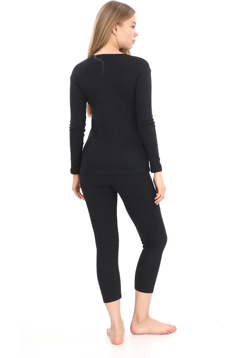 Sauna Suit Unisex Siyah Termal İçlik Takım , Kışlık Sıcak Tutan Alt Üst Termal Takım görsel 5