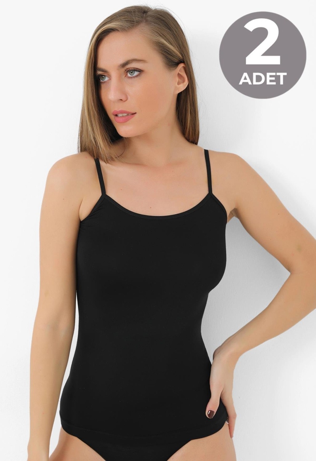 Arma Yıldız Kadın Beyaz Bambu İp Askılı Atlet 2'li Paket Nefes Alabilir ve Yumuşak Kumaş