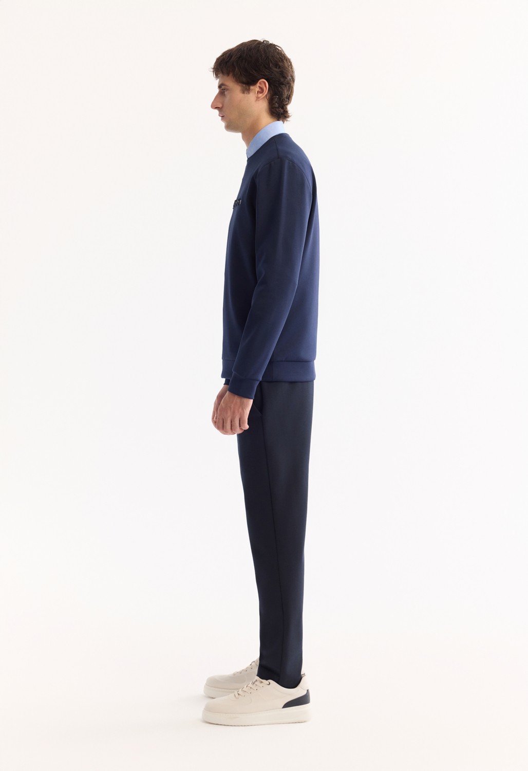 AVVA Erkek Lacivert Bisiklet Yaka Pamuklu Bi-Stretch Baskılı Regular Fit Sweatshirt A52Y1210 görsel 3