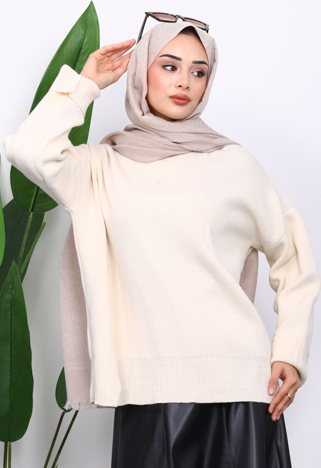 İmaj Butik Antrasit Bisiklet Yaka Yumuşak Dokulu Oversize Triko Kazak