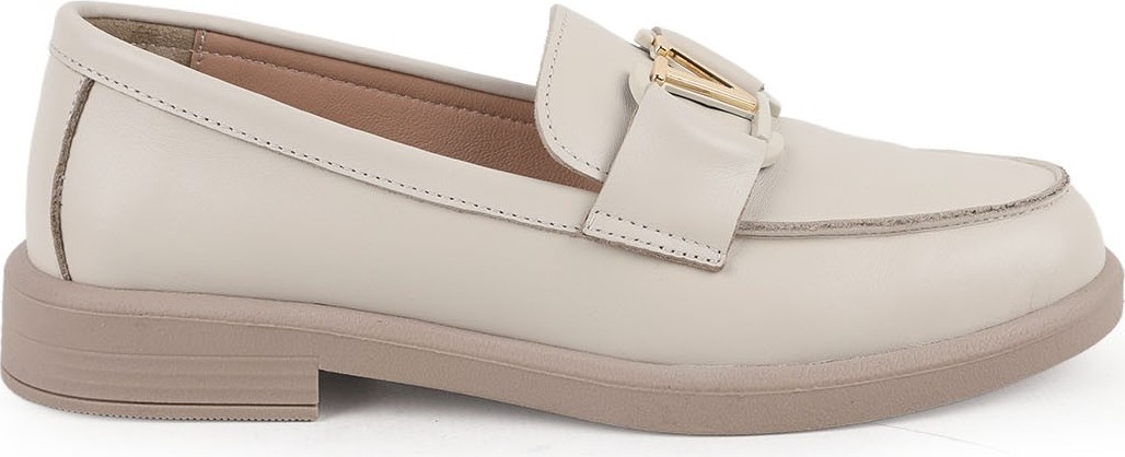 Libero L061.2121-V Hakiki Napa Deri Metal V Toka Detaylı Maskülen Kalın Kauçuk Taban Comfort Kadın Loafer görsel 2