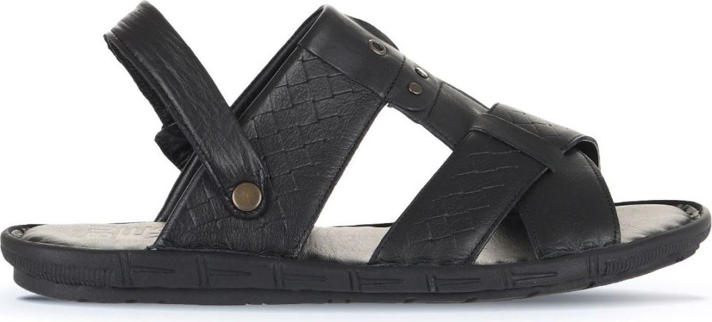Bueno Shoes Siyah Baskılı Deri Erkek Sandalet 25MS1411 25MS1411