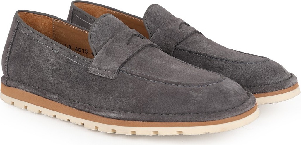 Libero L6015 Gri Hakiki Süet Klasik Bantlı Tırtıklı Termo Taban Erkek Casual Loafer görsel 7