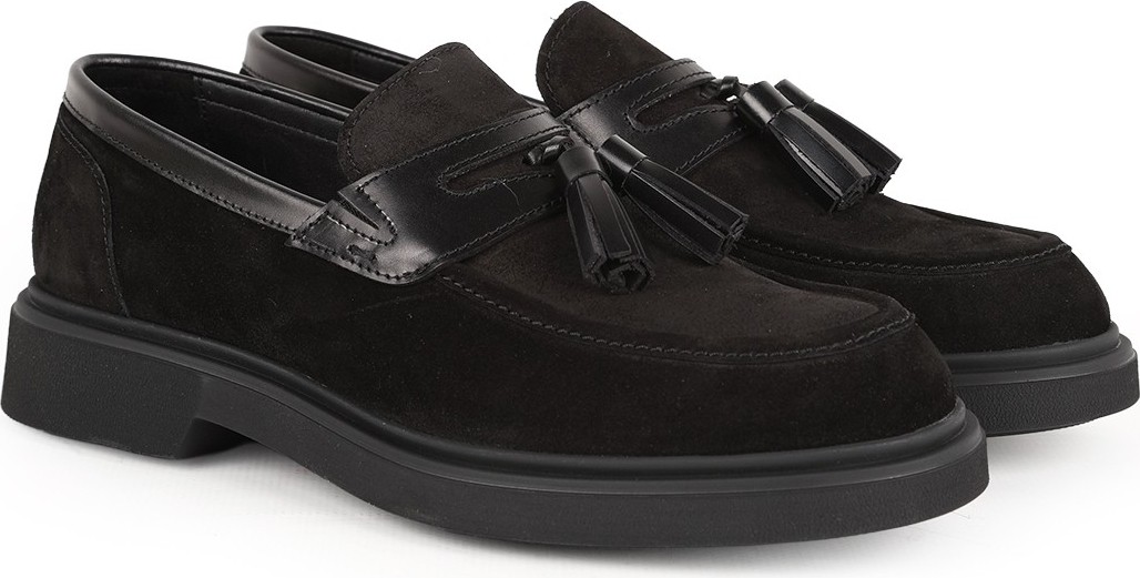 Libero L6097 Hakiki Süet Deri Püskül Detaylı Şok Emici Kalın Taban Erkek Casual Loafer görsel 3
