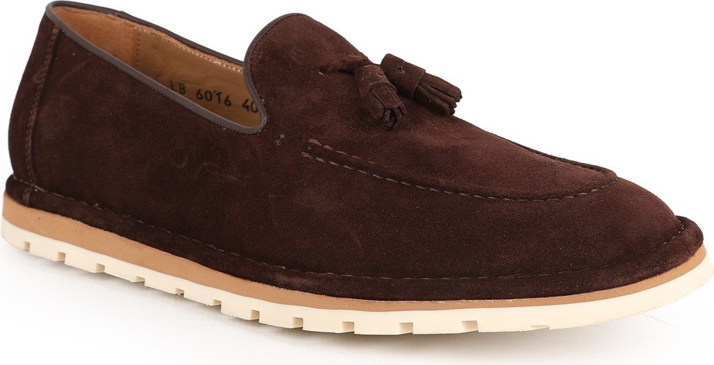 Libero L6016 Hakiki Süet Deri Püskül Aksesuarlı Dişli Taban Erkek Casual Mokasen Loafer
