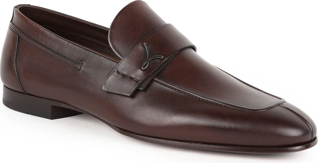 Libero L5607 Hakiki Deri Metal Aksesuarlı Ince Burun Dikişli Erkek Takım Elbise ve Ofis Loafer