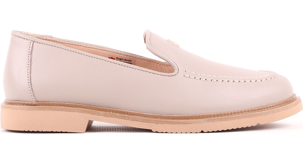 Libero L039.15104 Hakiki Deri Yuvarlak Burun Metal Logo Detaylı Esnek Taban Kadın Comfort Casual Loafer Ayakkabı görsel 6