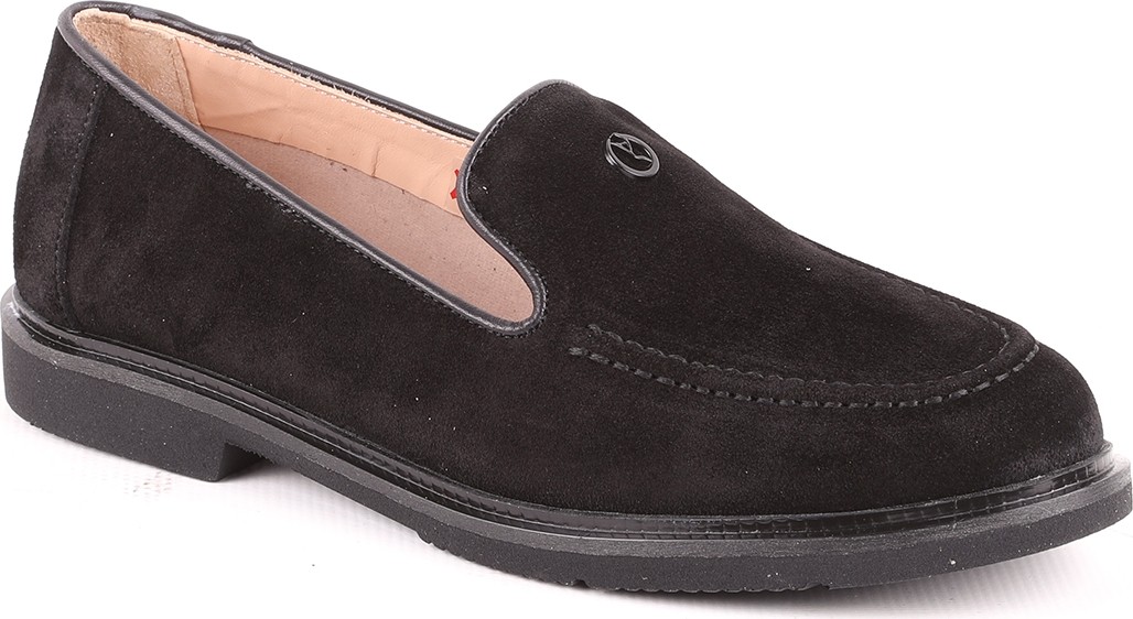 Libero L039.15104 Hakiki Süet Deri Yuvarlak Burun Metal Logo Detaylı Esnek Taban Kadın Comfort Casual Loafer Ayakkabı