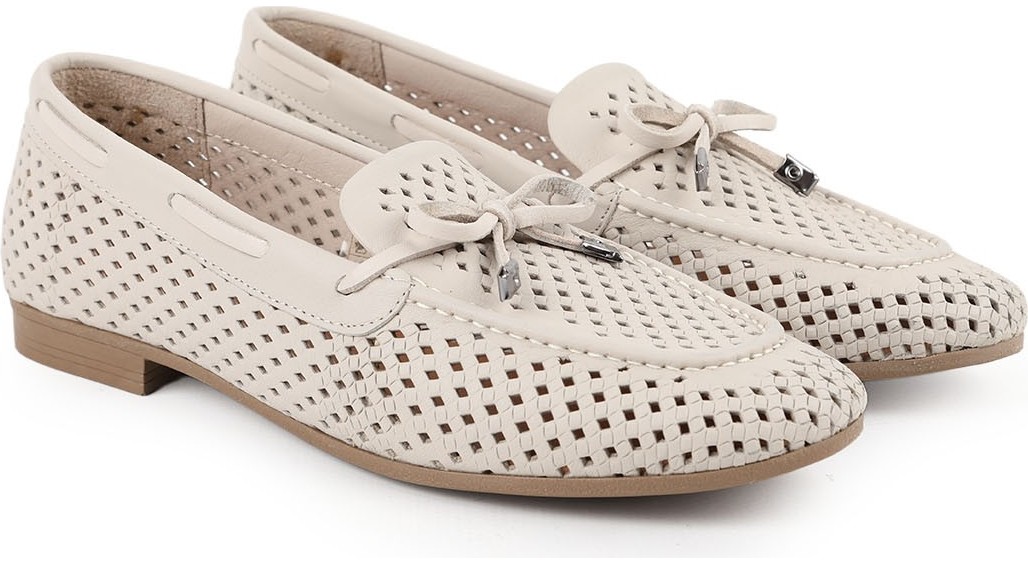 Libero L081.25218 Hakiki Deri Lazer Delikli Metal Uçlu Fiyonklu Esnek Termo Taban Kadın Comfort Loafer Babet görsel 7