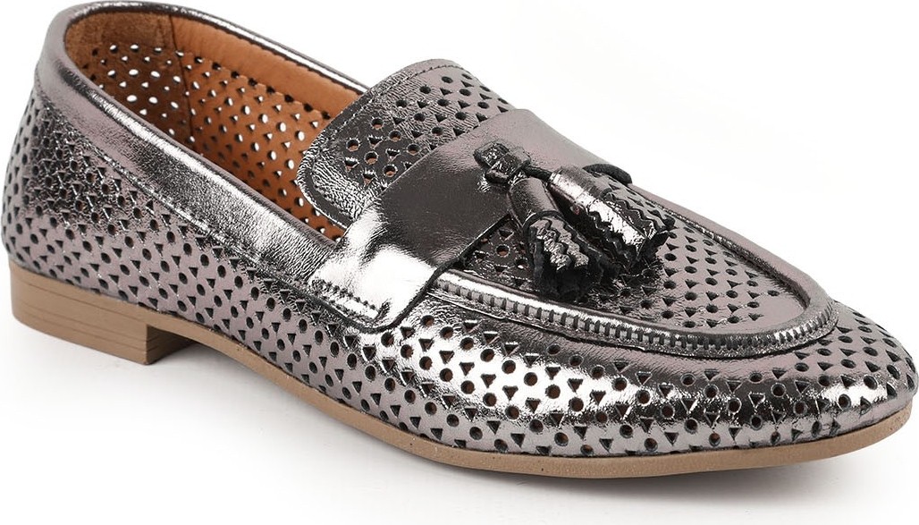 Libero L081.25204 Hakiki Deri Lazer Delikli Püsküllü Esnek Ince Taban Kadın Comfort Loafer Babet görsel 5