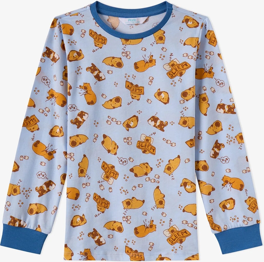 Penti Erkek Çocuk Mavi Sleepy Club Pamuklu Uzun Kollu 2'li Pijama Takımı görsel 6