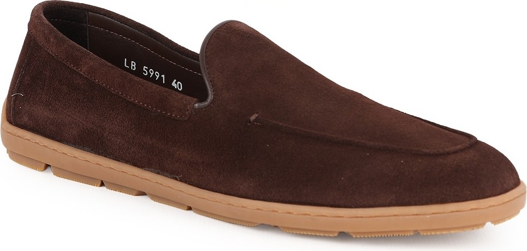 Libero L5991 Kahverengi Hakiki Süet Esnek Kauçuk Taban Erkek Casual Slip-On Loafer
