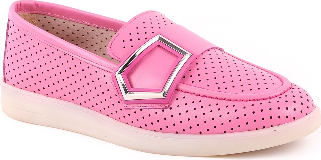Libero L039.8713 Hakiki Deri Delikli Nefes Alabilir Geometrik Metal Toka Detaylı Kadın Comfort Casual Loafer Ayakkabı görsel 5