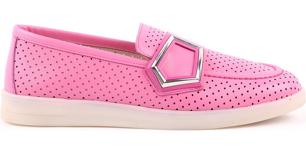Libero L039.8713 Hakiki Deri Delikli Nefes Alabilir Geometrik Metal Toka Detaylı Kadın Comfort Casual Loafer Ayakkabı görsel 6