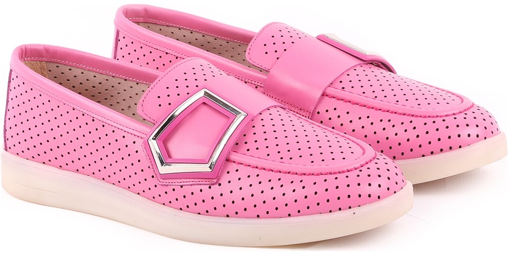 Libero L039.8713 Hakiki Deri Delikli Nefes Alabilir Geometrik Metal Toka Detaylı Kadın Comfort Casual Loafer Ayakkabı görsel 7