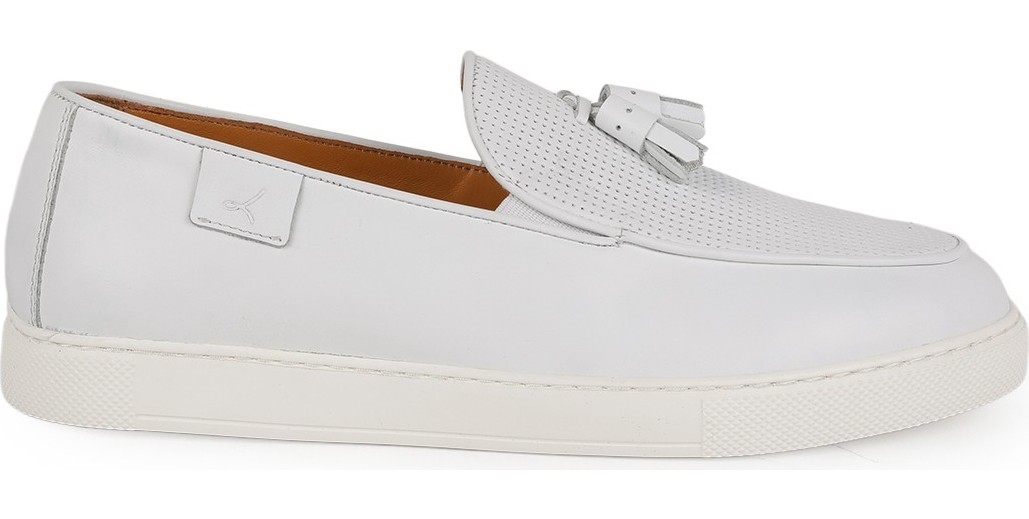 Libero L5646 Hakiki Deri Püskül Detaylı Hava Delikli Kalın Taban Erkek Casual Sneaker Loafer görsel 2