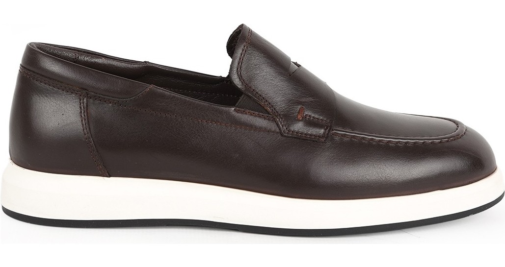 LBR H1028 Ea Elbr H1028 Hakiki Deri Maske Detaylı Şok Emici Esnek Taban Erkek Comfort Casual Loaferva Antik Kahve-Beyaz görsel 2