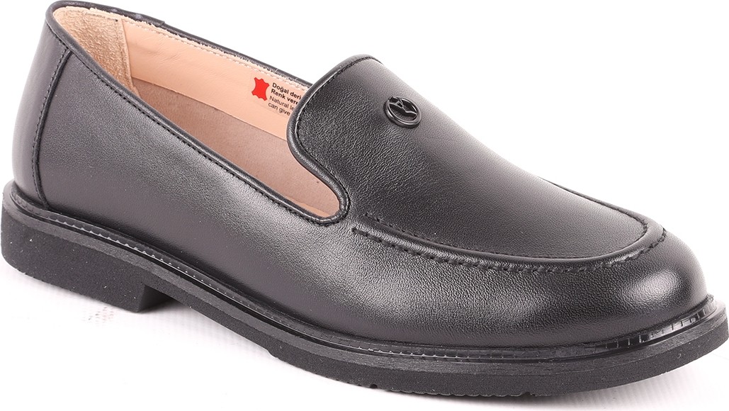 Libero L039.15104 Hakiki Deri Yuvarlak Burun Metal Logo Detaylı Esnek Taban Kadın Comfort Casual Loafer Ayakkabı