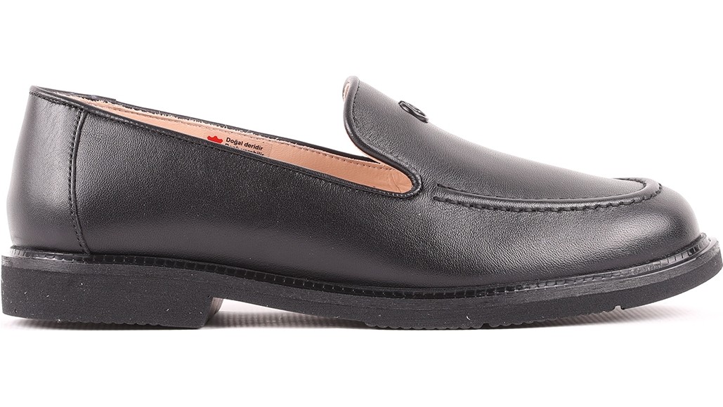 Libero L039.15104 Hakiki Deri Yuvarlak Burun Metal Logo Detaylı Esnek Taban Kadın Comfort Casual Loafer Ayakkabı görsel 2