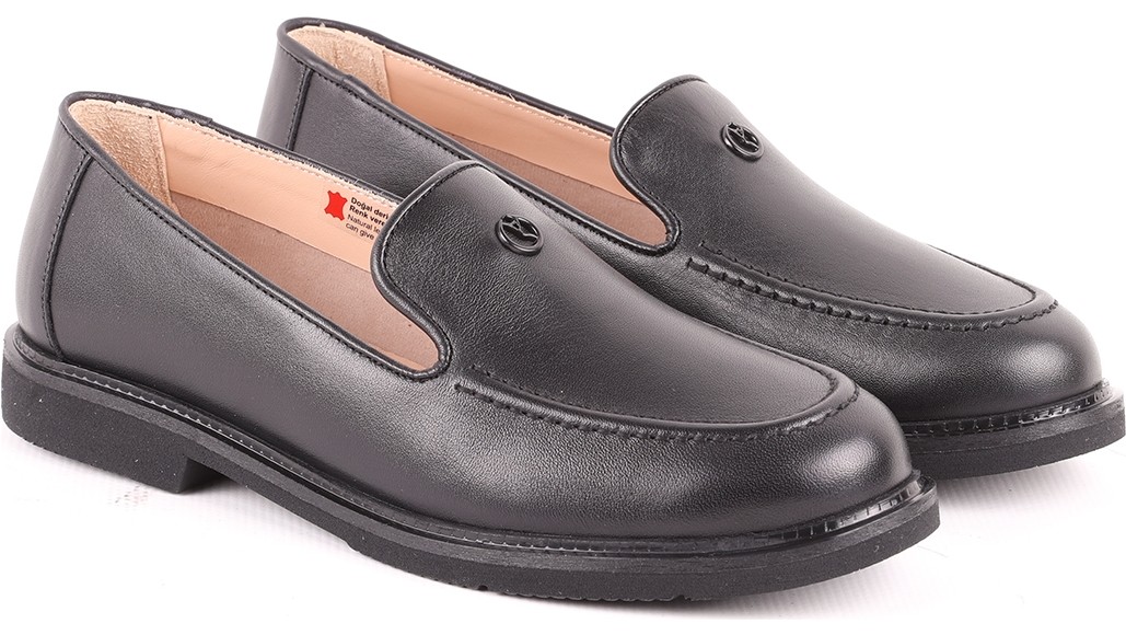 Libero L039.15104 Hakiki Deri Yuvarlak Burun Metal Logo Detaylı Esnek Taban Kadın Comfort Casual Loafer Ayakkabı görsel 3