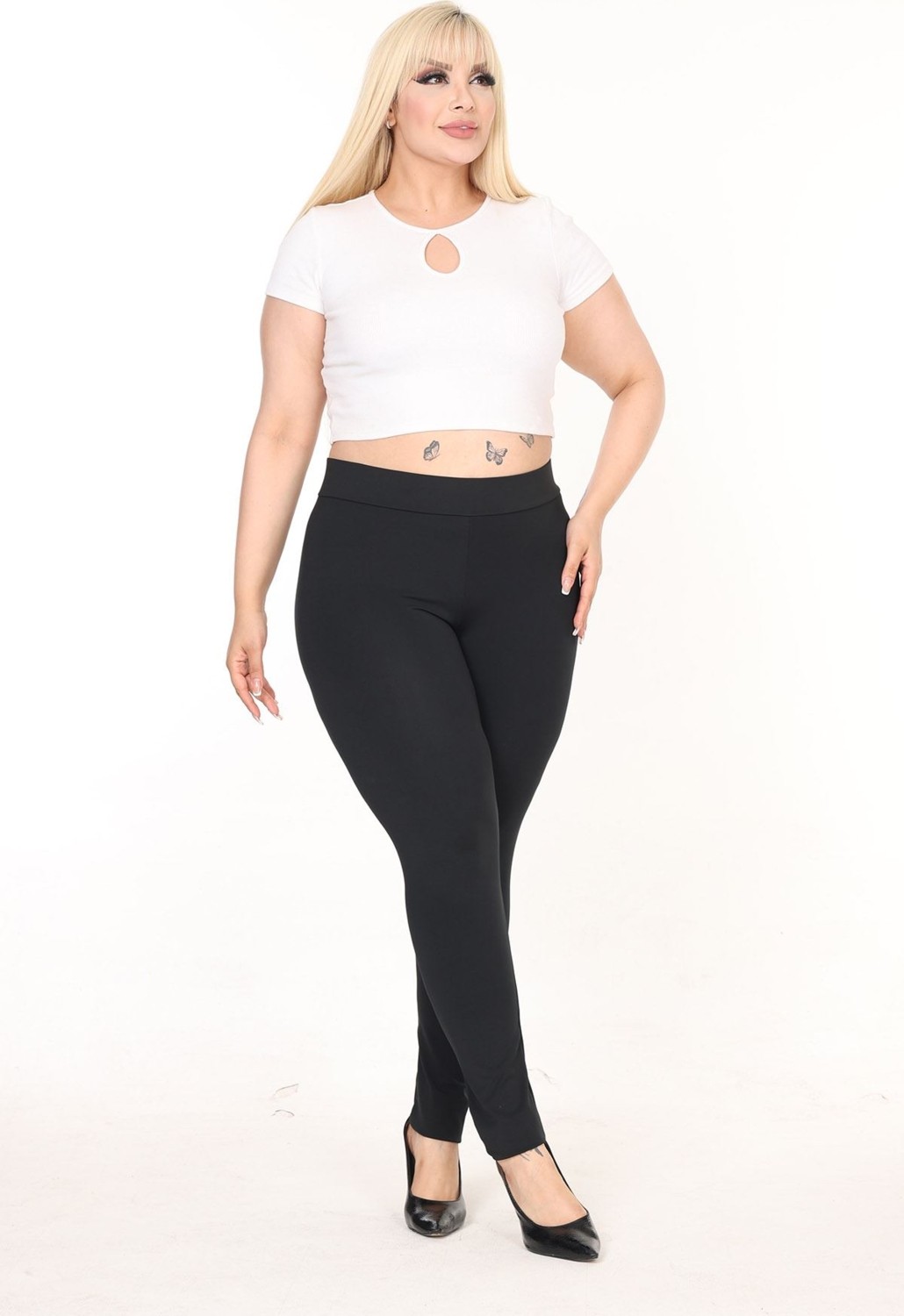 Modayız Esnek Büyük Beden Scuba Tayt 8A-2583 görsel 2