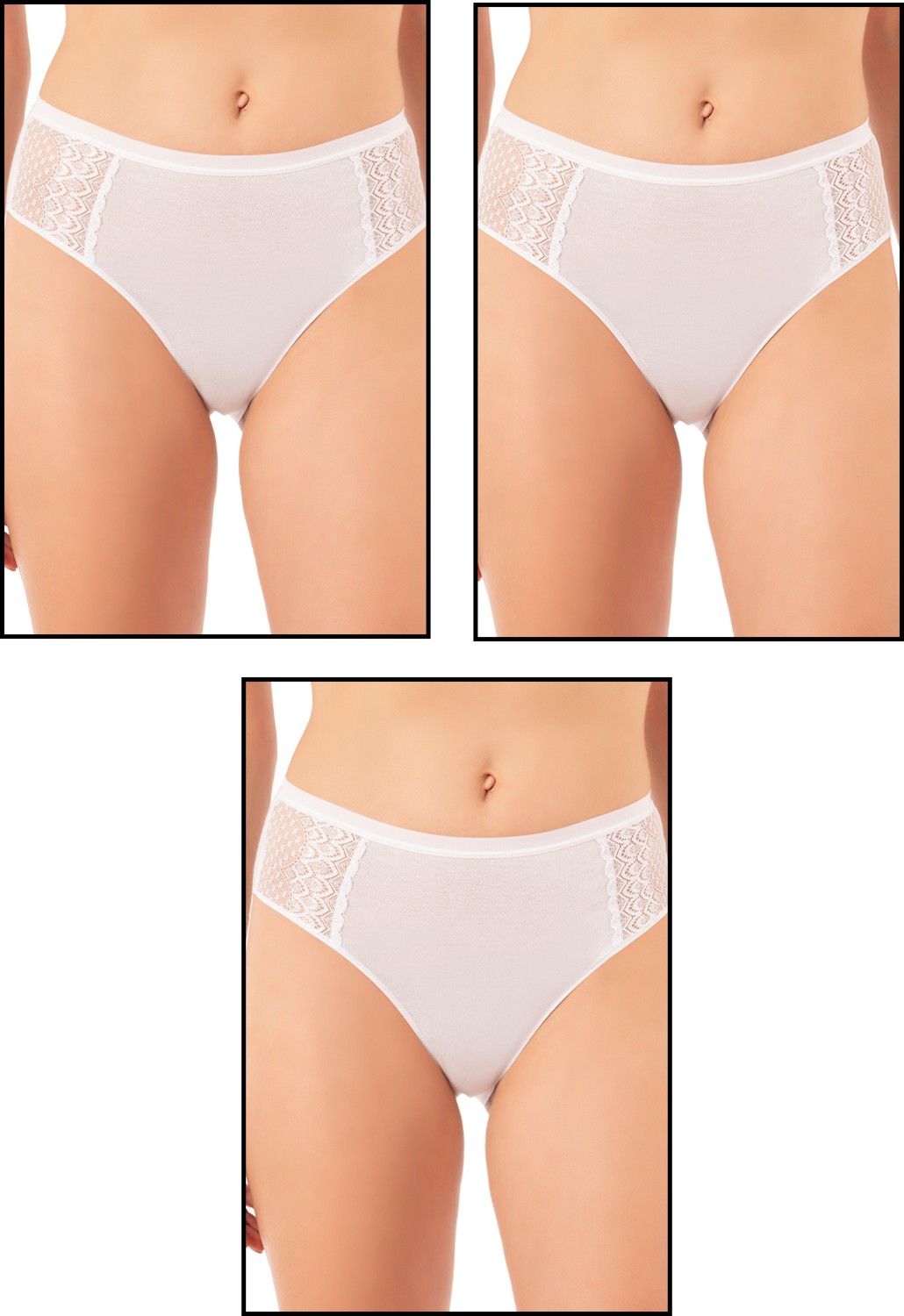 Özkan Underwear Özkan 25592 3'lü Paket Kadın Pamuklu Modal Esnek Rahat Dantelli Bato Külot