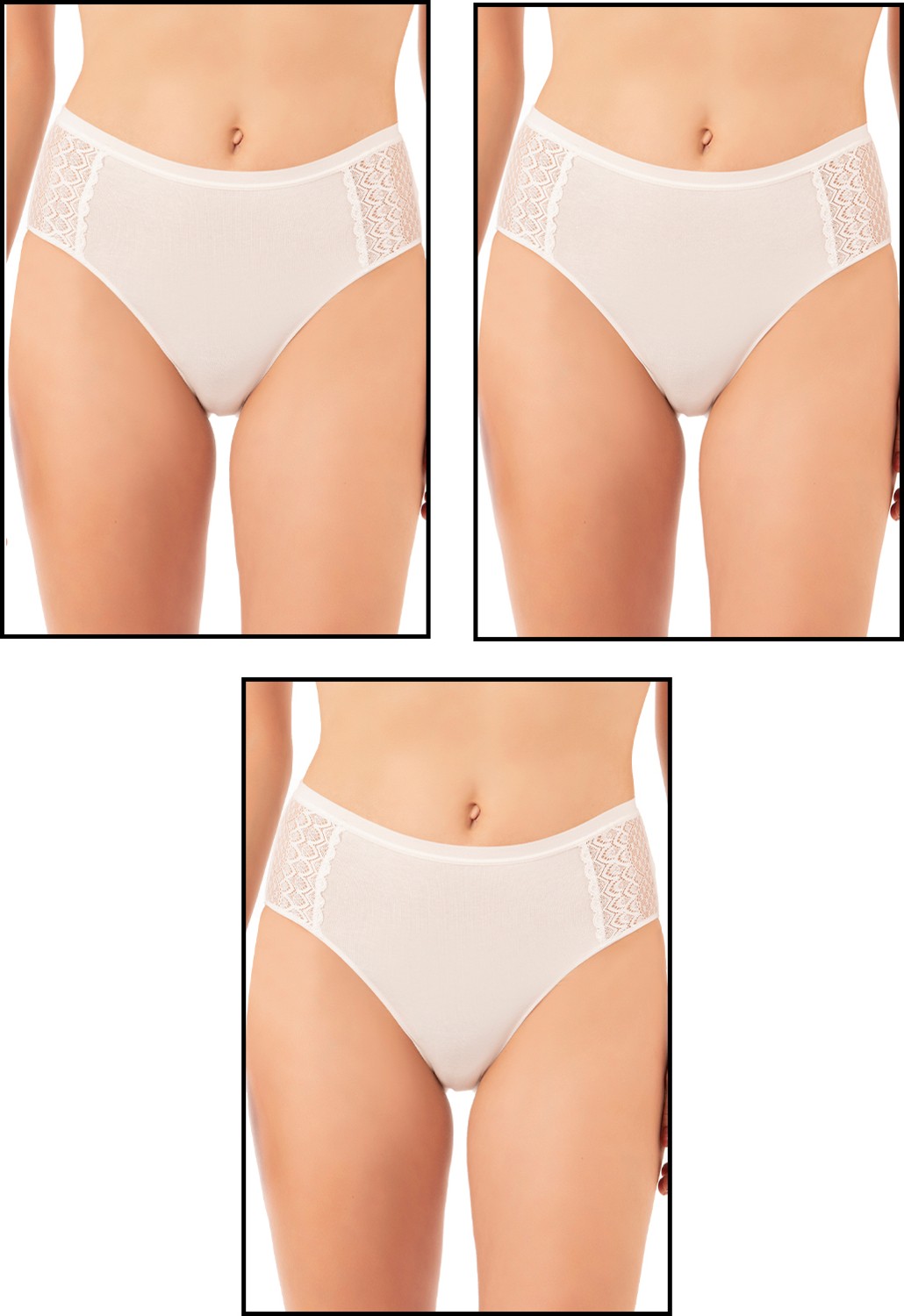 Özkan Underwear Özkan 25592 3'lü Paket Kadın Pamuklu Modal Esnek Rahat Dantelli Bato Külot görsel 6