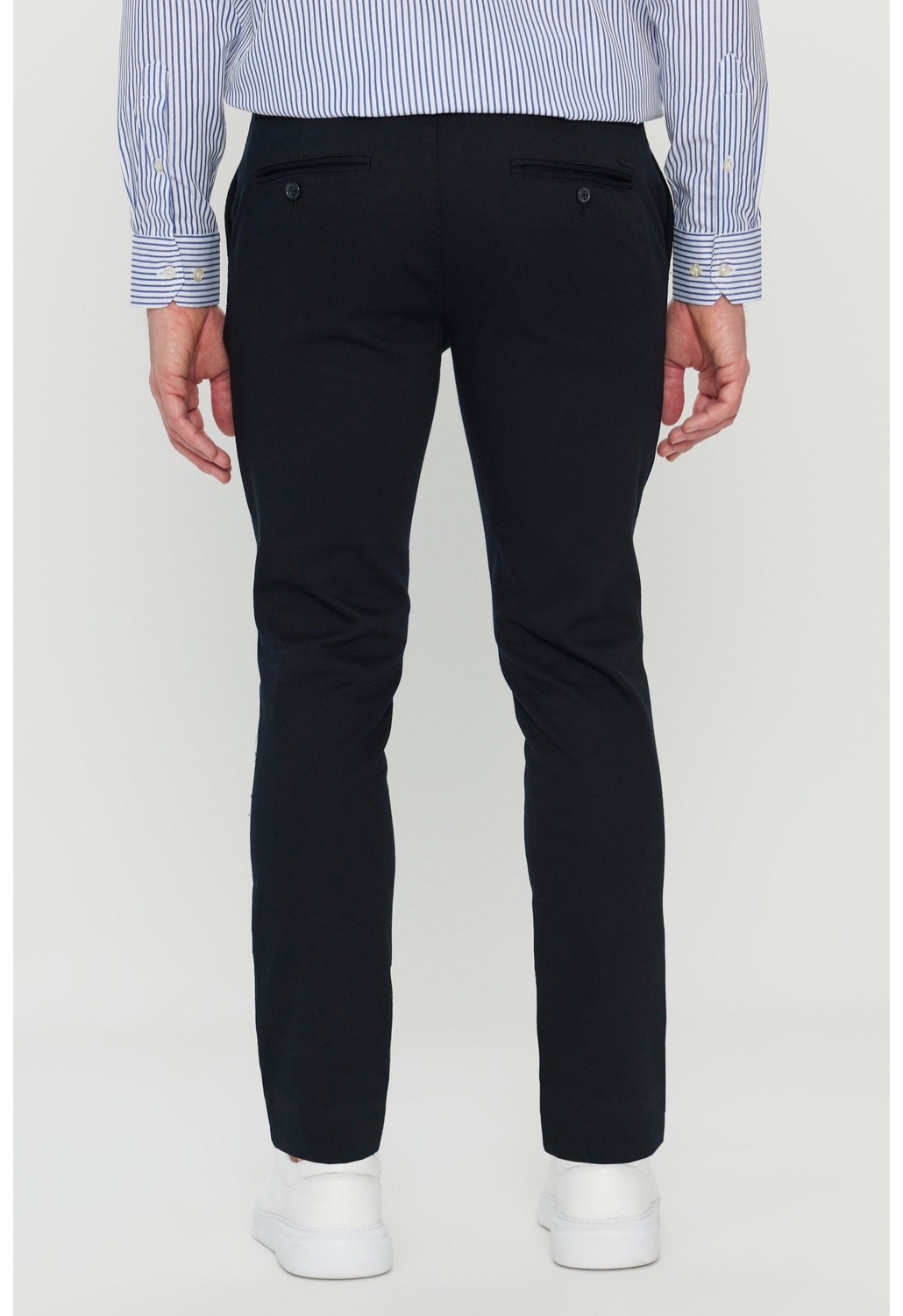 Altınyıldız Classics Erkek Lacivert Pamuklu Slim Fit Dar Kesim Armürlü Yan Cepli Esnek Casual Pantolon görsel 7