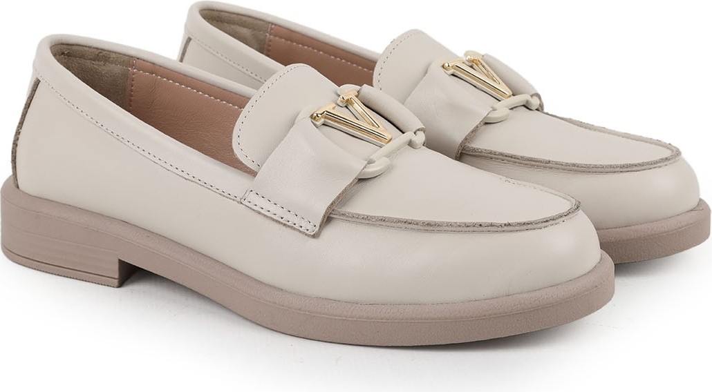 Libero L061.2121-V Hakiki Napa Deri Metal V Toka Detaylı Maskülen Kalın Kauçuk Taban Comfort Kadın Loafer görsel 3
