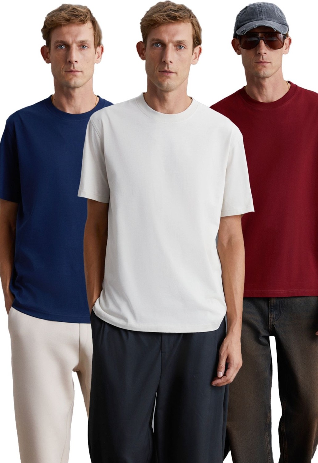 Grimelange Cultıvated Erkek 3'lü Kalın Dokulu Regular %100 Organik Pamuk Çok Renkli T-shirt görsel 7